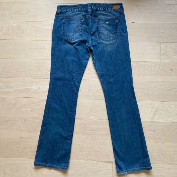 Guess Womens Daredevil Bootcut blue low rise sexy Jeans stretchy denim 32 - Picture 2 of 12